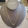Vintage 14kt Gold Herringbone Chain Necklace Marked Italy With A Trio Of Hearts Pendant