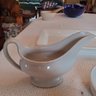 Assorted Ironstone & Ceramic Serving Pieces - Gravy Boat, Sugar Bowl, Small Pitcher & Platter C3