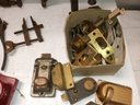 Vintage Assorted Hardware And Tools, C-clamp, Vintage Lock Hardware Various Pulleys Shop Magnet.  B4