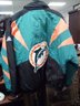 Vintage Miami Dolphins Authentic Pro Line Apex One NFL Jacket (L) With Zippered Front Pockets A1