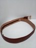 Three Mens Leather Belts - With Brass  Buckles - One Has Zippered Space Inside  D3