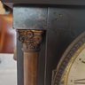 Antique Seth Thomas Adamantine Mantle Clock With Full Works,  Lion Head Handles & Key D2