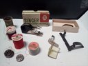 Sewing Notions Lot With Zippers, Singer Attachment, Hooks & Eyes, Buttons, Needles, Thread, Bobbin And More E3