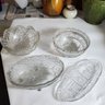 Four Sparkling Vintage ABG & Pressed Glass Sawtooth Rimmed Serving Or Centerpiece Bowls. A5