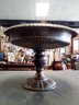 Heavy Metal Pedestal Dish With Patina Wear Giving It An Old World Appearance  C5