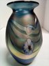 Signed Handblown Lustreware Vase Is A Lovely Statement Piece For Your Art Glass Collection   A3