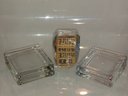 4 Vintage Clear Glass 5' Square Paperweights