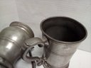 Antique Trio Of Pewter Steins And Teapot  - Steins Are Bloomingdale England Imports Nos. 63593 & 83405/  B4