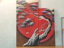 2 Pc Japanese Oil On Canvas Bonsai Tree