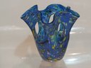 Home Goods Decorative Vase Handmade Glass Blue Yellow Green