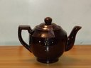 VINTAGE METALLIC BROWN TEAPOT GOLD ACCENTS JAPAN, Brass Tray From Isreal And Coppertone Vase From Greece