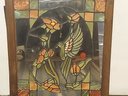 Wood Framed Stained Glass Hummingbird
