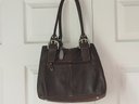 Tiganello Medium Brown Pebbled Leather Double Handle Satchel Purse Buckle Straps And Wallet