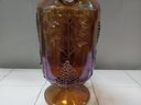 Lovely Vintage  Carnival Glass Pitcher With Grape And Leaves Pattern.  A3