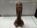 Exquisite Hand Carved Wood Nude Bust 16' Tall   A3