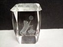 Two Brilliant Glass Sculptures With Etched Or Sandblasted Images  1 Lined Gift Box A2