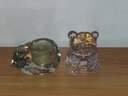 PartyLite Teddy Bear Tealight Candle Holder Crystal Votive Candle Holder Sleeping Cat Figurine Vintage Decor I