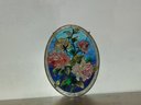 Vintage Faux Stained Glass Floral Panel