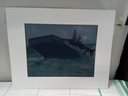 Great Print Of An Aircraft Carrier On The Water.     WA