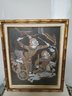 Beautiful Painting On Fabric Matted With Lovely Bamboo Frame.   WA
