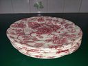 Johnson Brothers English Chippendale Platter Dinner Plates And Bread Plates Red Pink