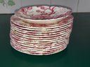 Johnson Brothers English Chippendale Platter Dinner Plates And Bread Plates Red Pink
