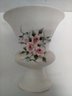 Vintage (1960s) Lefton China Of  Japan Hand Painted Flower Vase With Attached Pink Rose Blossoms & Leaves E3