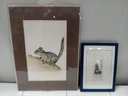 Two Lovely Animal Prints Squirrel And Skunk. Both Matted.     WA