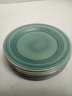 6 Vintage Bennington Pottery Green Ceramic Planter Coasters / Drip Trays     C3