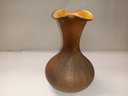 Charming Red Wing Art Pottery Flower Vase Circa 1930-40s. Brown Ribbed Outside Texture.   C4