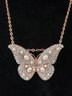 Versatile Crystal And Pearl Pin/pendant Butterfly With Gold Tone Chain