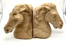 Vintage 1974 Chalkware Horse Bookends - Signed Jaru - Note Chip In Picture