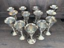 Thirteen Vintage 1970s Silverplate Water Goblets From Spain