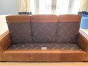 1 OF 2  Mitchell Gold & Bob Williams Leather Three Seat Club Sofa In Camel  (1 Of 2)