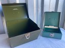 Green Metal Boxes Lot Of 2