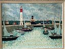 Oil On Canvas Painting Of Lighthouse By Listed Artist Jean Nerfin (Canada 1922-) 30' X 24'