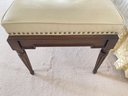 Hickory Chair Co Ivory Long Leather Bench In Mahogany