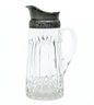English Heavy Crystal & Pewter Water Pitcher, Circa 1890