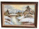 Herb Parnall (New Zealand, 20th C.) Original Oil On Canvas Landscape Painting, 43' X 31'