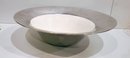 Very Stylish And Extra Large Silver Hammered And White Ceramic Bowl