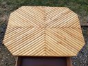 Vintage Bohemian Chevron Split-Reed Bamboo Nightstand/End Table