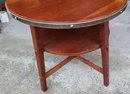 Fine Cherry Wood Side Table With Bottom Shelf &  Metal Accents