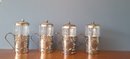 Four Shanghai Tang Tea Glasses Heavy Silver Plated With Lids