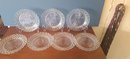 Set Of Seven Depression Glass Lunch Plates
