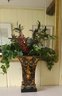 Decorative Toille Metal Urn With Silky Flowers And Vines