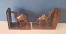 Pair Of Ornate Wooden Camel Bookends