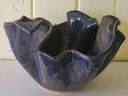 Funky Glazed Ceramic Blue Bowl