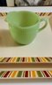 Vintage Jadeite Creamer And Two Striped Platters, Silvestri By April Cornell