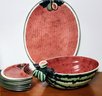 Super Summer Fun Watermelon Serving Platter Bowl And Plates Shaped Like A Slice Of Watermelon
