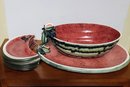 Super Summer Fun Watermelon Serving Platter Bowl And Plates Shaped Like A Slice Of Watermelon